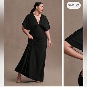 Anthropologie BHLDN Amelia Deep-V Satin Maxi Dress, Size 16